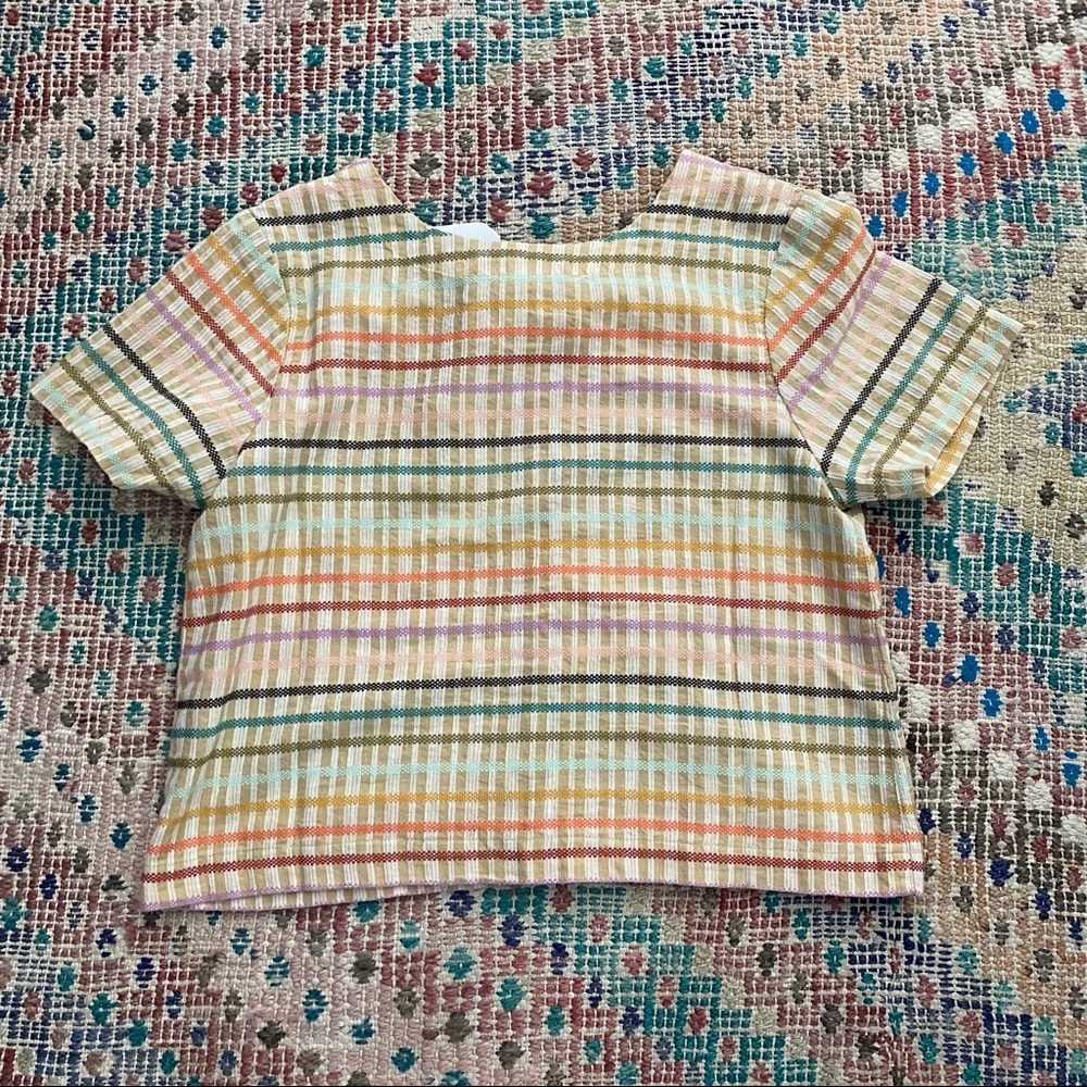 Ace & Jig Striped Button-Back Cropped Top in Yellow, Green, Pink, Orange - Picture 3 of 4